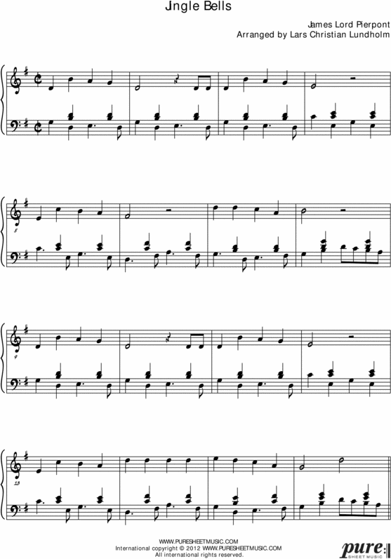 Product picture Jingle Bells Pure Sheet Music for Piano, Arranged by Lars Christian Lundholm