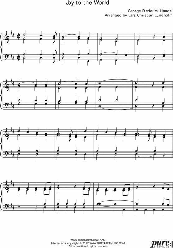 Product picture Joy to the World Pure Sheet Music for Piano, Arranged by Lars Christian Lundholm