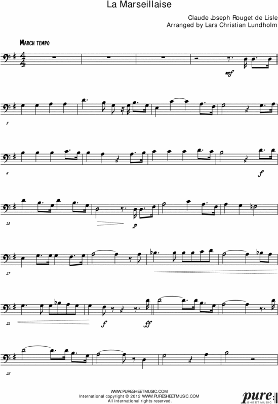 Product picture La Marseillaise Pure Sheet Music for Piano and Bassoon, Arranged by Lars Christian Lundholm