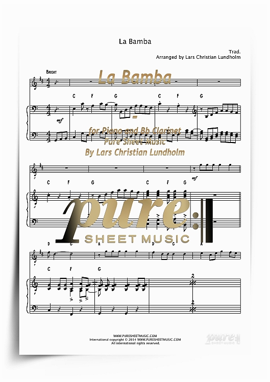 Product picture La Bamba for Piano and Bb Clarinet (PDF file), Pure Sheet Music arranged by Lars Christian Lundholm