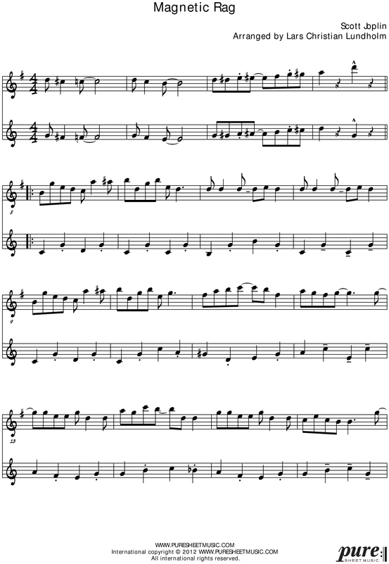 Product picture Magnetic Rag Pure Sheet Music Duet for Baritone Saxophone and Bb Instrument, Arranged by Lars Christian Lundholm