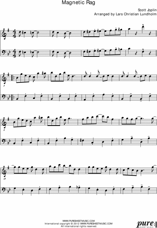 Product picture Magnetic Rag Pure Sheet Music Duet for Baritone Saxophone and Bassoon, Arranged by Lars Christian Lundholm