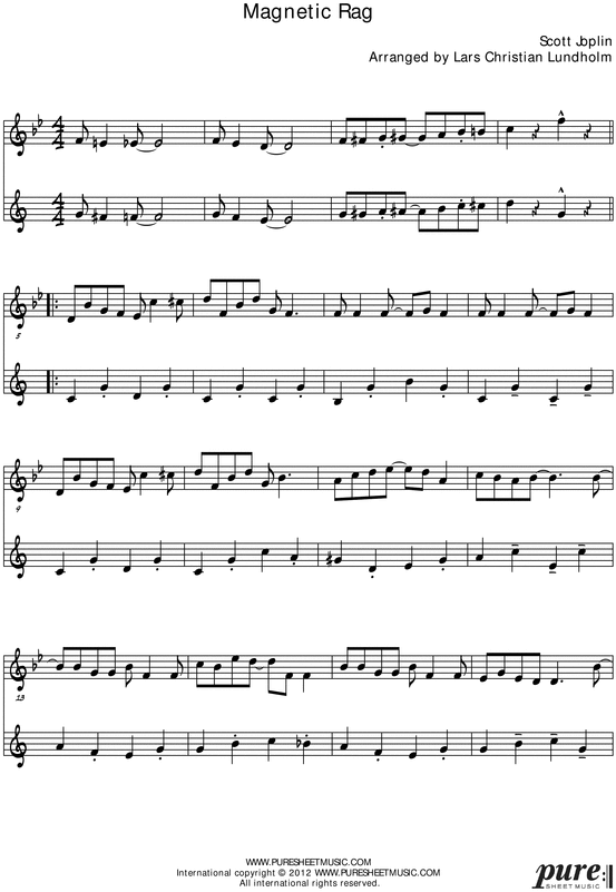 Product picture Magnetic Rag Pure Sheet Music Duet for C Instrument and Tenor Saxophone, Arranged by Lars Christian Lundholm