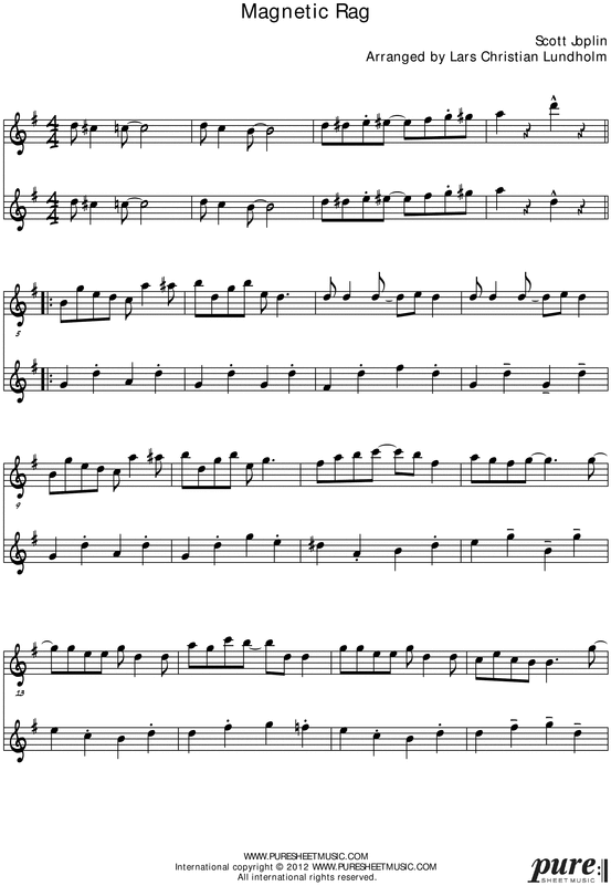 Product picture Magnetic Rag Pure Sheet Music Duet for Eb Instrument and Baritone Saxophone, Arranged by Lars Christian Lundholm