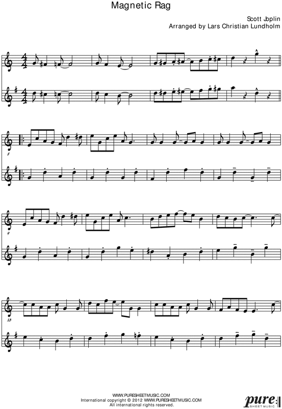 Product picture Magnetic Rag Pure Sheet Music Duet for Soprano Saxophone and Eb Instrument, Arranged by Lars Christian Lundholm