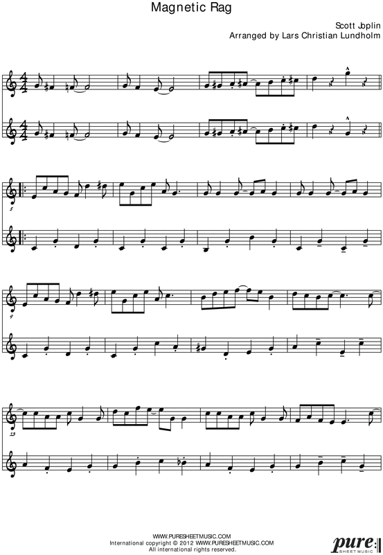 Product picture Magnetic Rag Pure Sheet Music Duet for Trumpet and Tenor Saxophone, Arranged by Lars Christian Lundholm