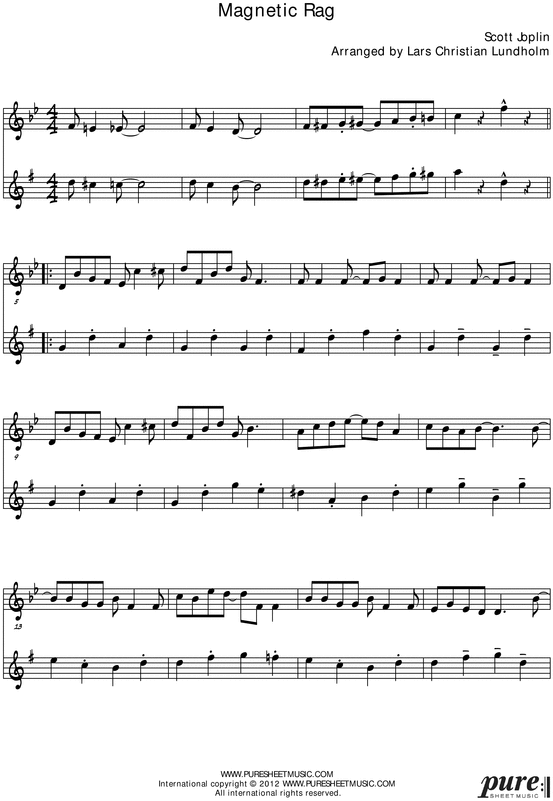 Product picture Magnetic Rag Pure Sheet Music Duet for Violin and Eb Instrument, Arranged by Lars Christian Lundholm