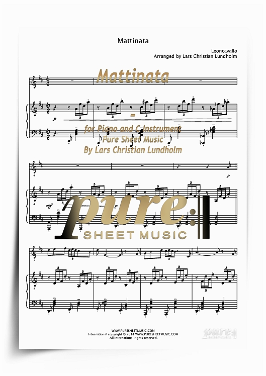 Product picture Mattinata for Piano and C Instrument (PDF file), Pure Sheet Music arranged by Lars Christian Lundholm