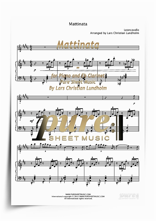 Product picture Mattinata for Piano and Eb Clarinet (PDF file), Pure Sheet Music arranged by Lars Christian Lundholm
