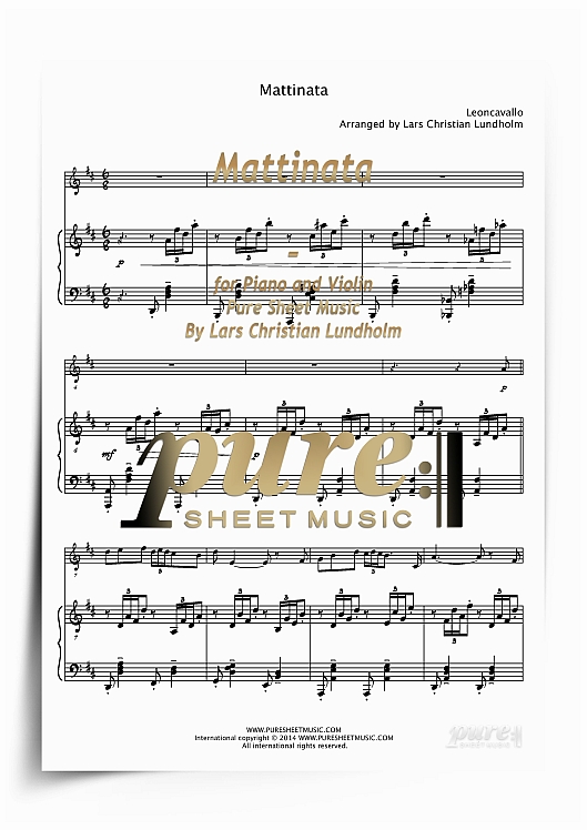 Product picture Mattinata for Piano and Violin (PDF file), Pure Sheet Music arranged by Lars Christian Lundholm