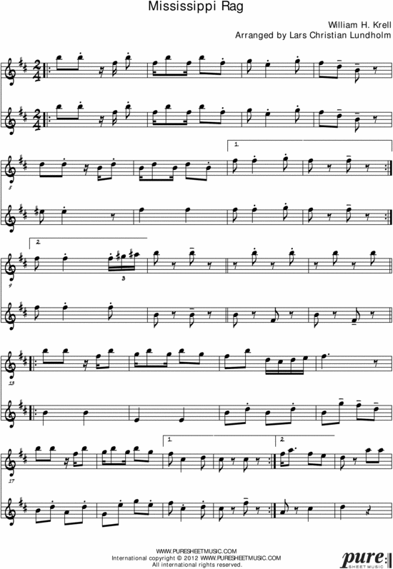 Product picture Mississippi Rag Pure Sheet Music Duet for Alto Saxophone and Eb Instrument, Arranged by Lars Christian Lundholm