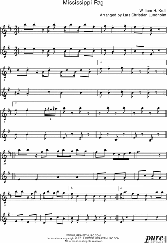 Product picture Mississippi Rag Pure Sheet Music Duet for Alto Saxophone and Tenor Saxophone, Arranged by Lars Christian Lundholm