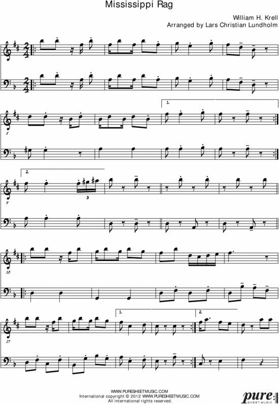 Product picture Mississippi Rag Pure Sheet Music Duet for Alto Saxophone and Trombone, Arranged by Lars Christian Lundholm