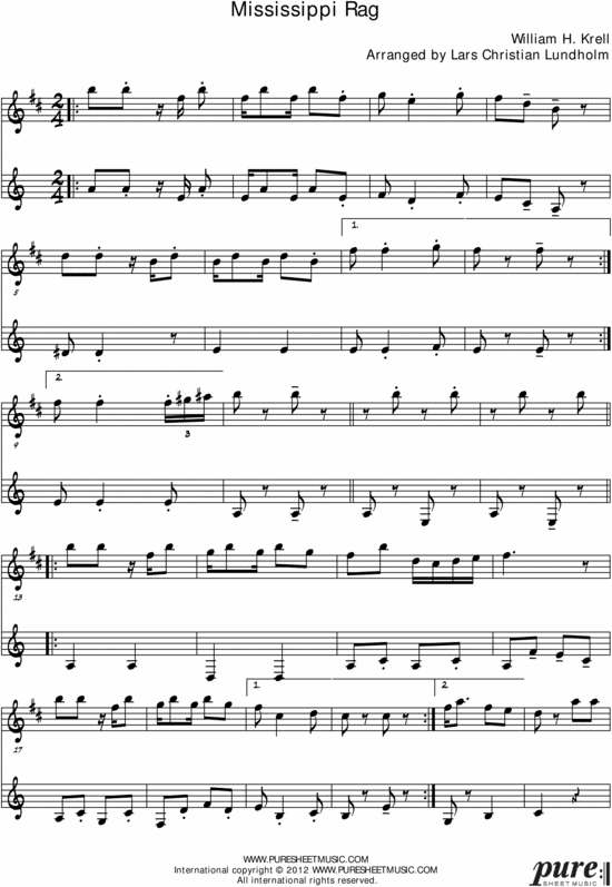 Product picture Mississippi Rag Pure Sheet Music Duet for Alto Saxophone and F Instrument, Arranged by Lars Christian Lundholm