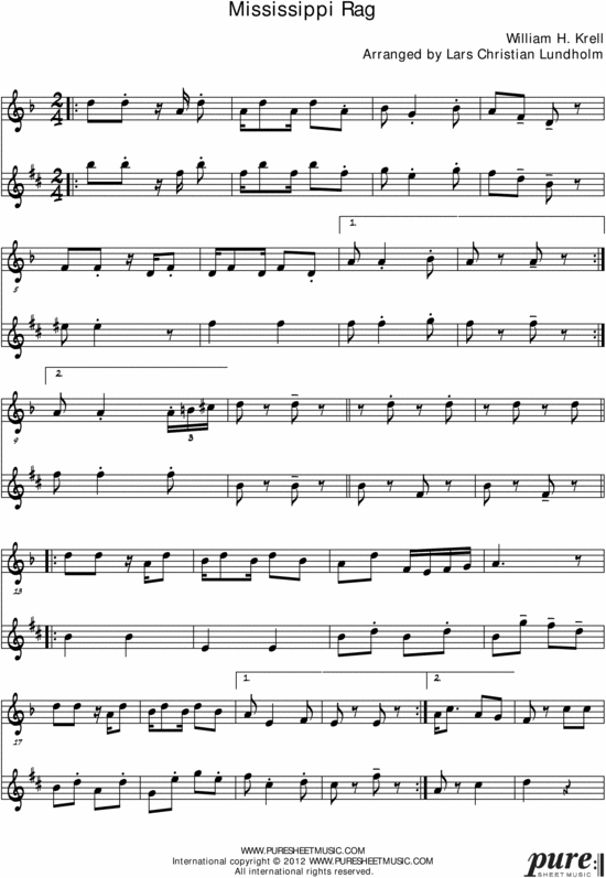 Product picture Mississippi Rag Pure Sheet Music Duet for Flute and Baritone Saxophone, Arranged by Lars Christian Lundholm