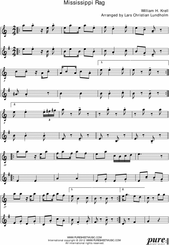 Product picture Mississippi Rag Pure Sheet Music Duet for French Horn and Tenor Saxophone, Arranged by Lars Christian Lundholm