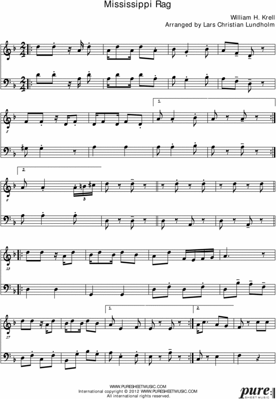 Product picture Mississippi Rag Pure Sheet Music Duet for Guitar and Bassoon, Arranged by Lars Christian Lundholm