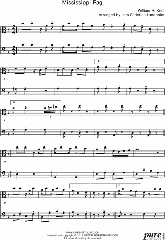 Product picture Mississippi Rag Pure Sheet Music Duet for Viola and Tuba, Arranged by Lars Christian Lundholm