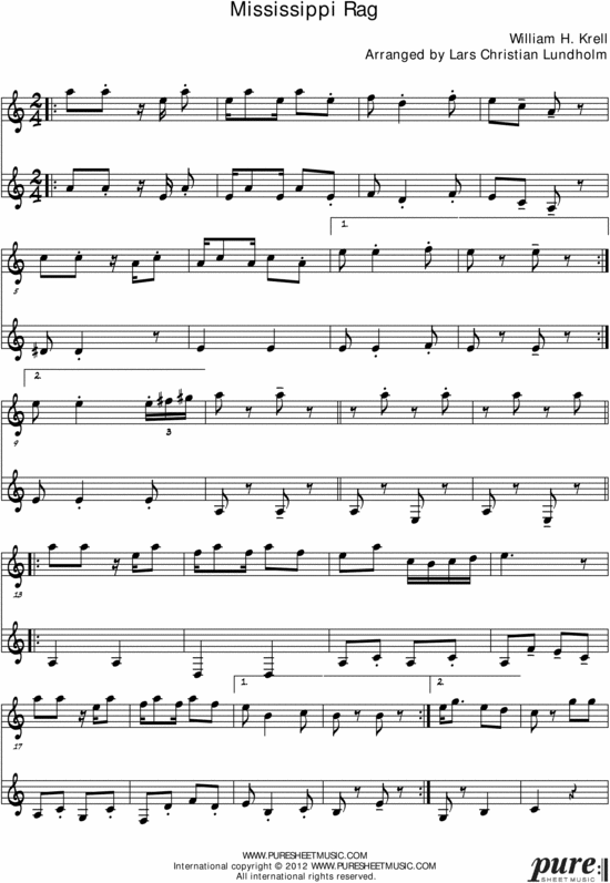 Product picture Mississippi Rag Pure Sheet Music Duet for Violin and Viola, Arranged by Lars Christian Lundholm