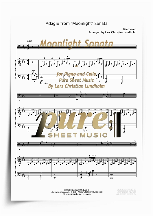 Product picture Moonlight Sonata for Piano and Cello (PDF file), Pure Sheet Music arranged by Lars Christian Lundholm