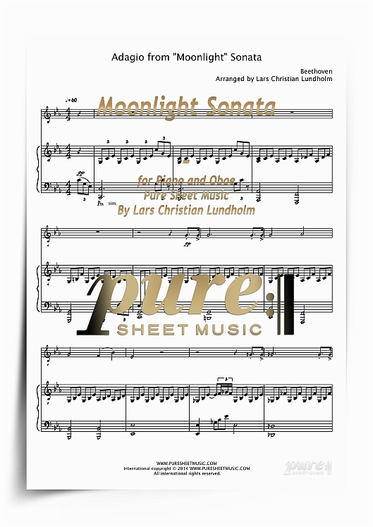 Product picture Moonlight Sonata for Piano and Oboe (PDF file), Pure Sheet Music arranged by Lars Christian Lundholm
