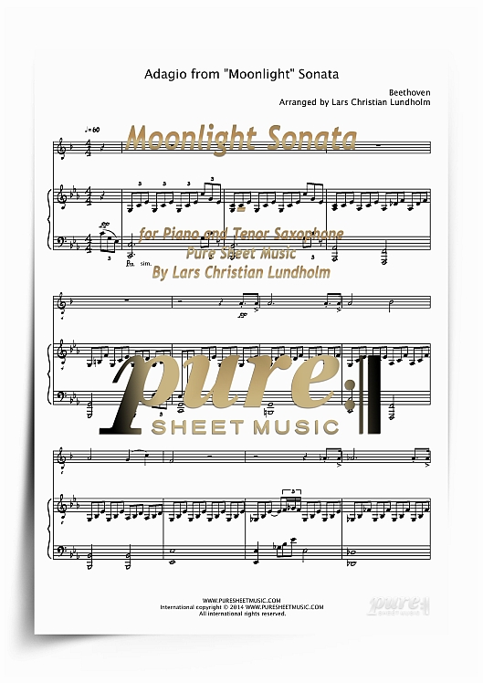 Product picture Moonlight Sonata for Piano and Tenor Saxophone (PDF file), Pure Sheet Music arranged by Lars Christian Lundholm