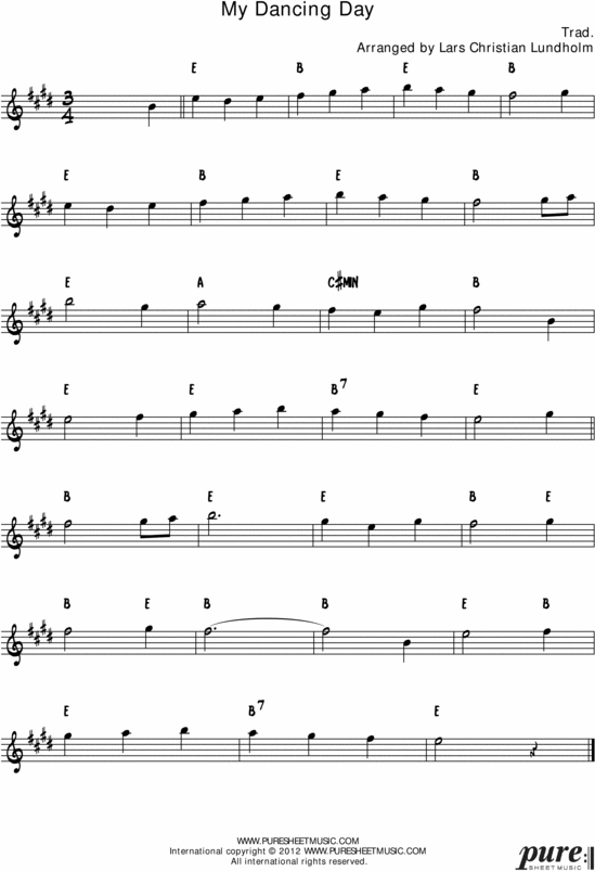 Product picture My Dancing Day Pure Sheet Music Solo for Alto Saxophone, Arranged by Lars Christian Lundholm