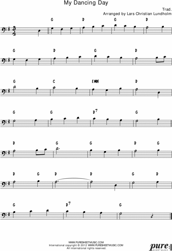 Product picture My Dancing Day Pure Sheet Music Solo for Cello, Arranged by Lars Christian Lundholm