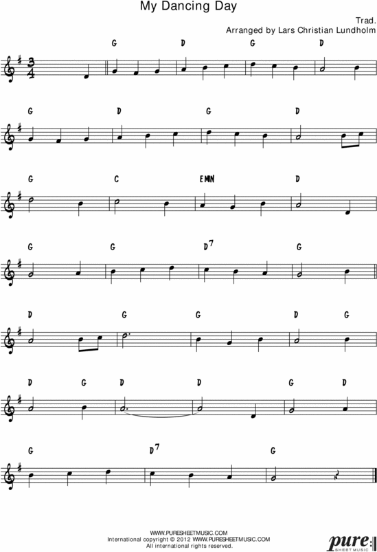 Product picture My Dancing Day Pure Sheet Music Solo for Oboe, Arranged by Lars Christian Lundholm