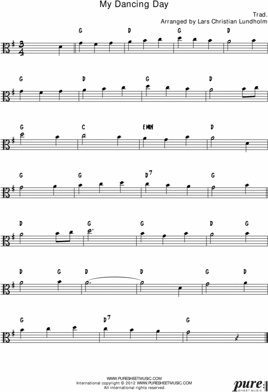 Product picture My Dancing Day Pure Sheet Music Solo for Viola, Arranged by Lars Christian Lundholm