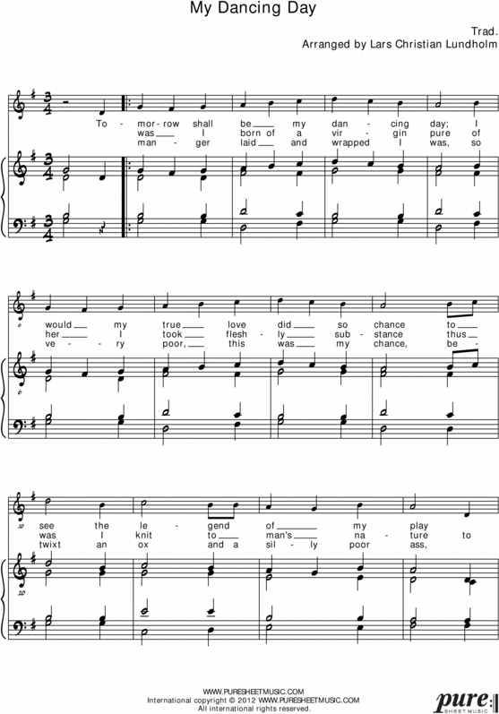 Product picture My Dancing Day Pure Sheet Music for Piano and Voice, Arranged by Lars Christian Lundholm