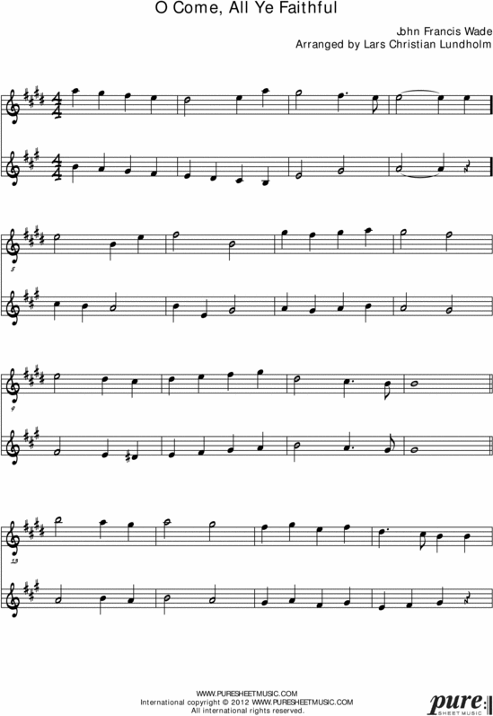 Product picture O Come All Ye Faithful Pure Sheet Music Duet for Eb Instrument and Bb Instrument, Arranged by Lars Christian Lundholm