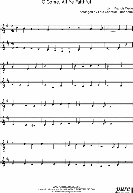 Product picture O Come All Ye Faithful Pure Sheet Music Duet for Guitar and French Horn, Arranged by Lars Christian Lundholm