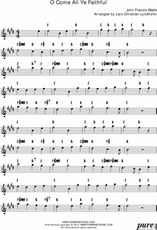 Product picture O Come All Ye Faithful Pure Sheet Music Solo for Alto Saxophone, Arranged by Lars Christian Lundholm