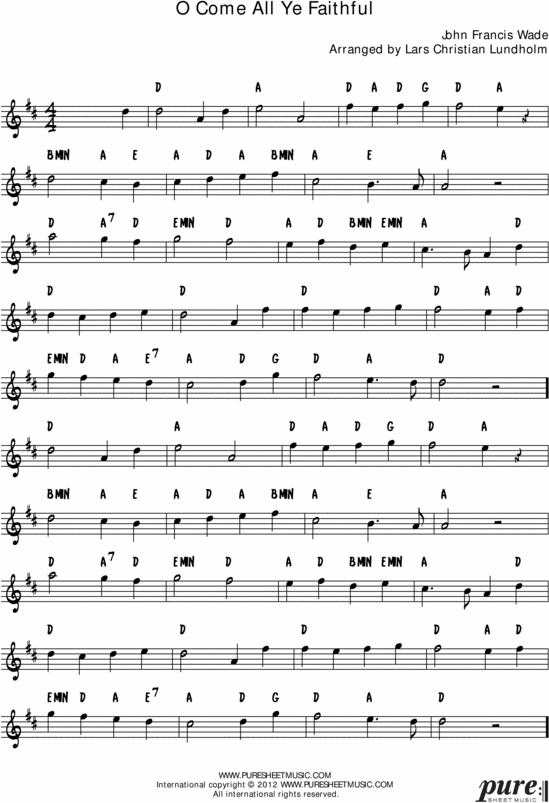 Product picture O Come All Ye Faithful Pure Sheet Music Solo for English Horn, Arranged by Lars Christian Lundholm