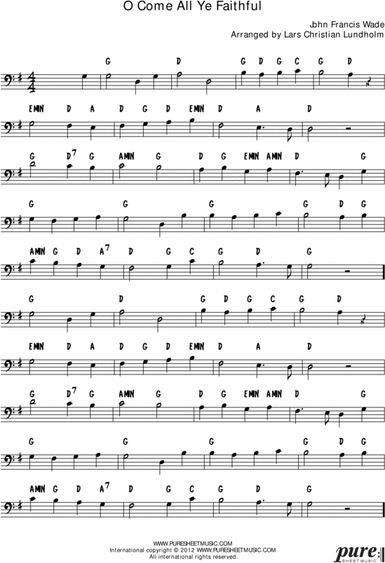 Product picture O Come All Ye Faithful Pure Sheet Music Solo for Trombone, Arranged by Lars Christian Lundholm