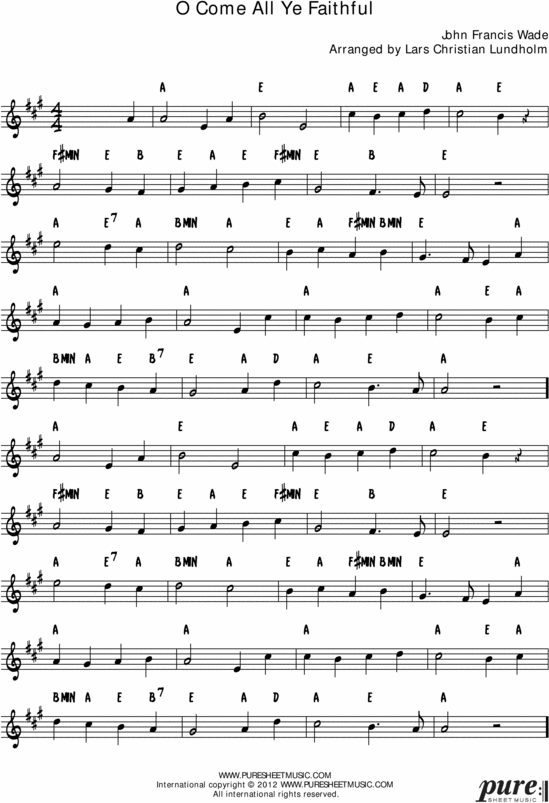 Product picture O Come All Ye Faithful Pure Sheet Music Solo for Trumpet, Arranged by Lars Christian Lundholm
