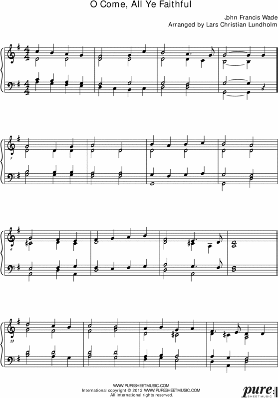 Product picture O Come All Ye Faithful Pure Sheet Music for Piano, Arranged by Lars Christian Lundholm