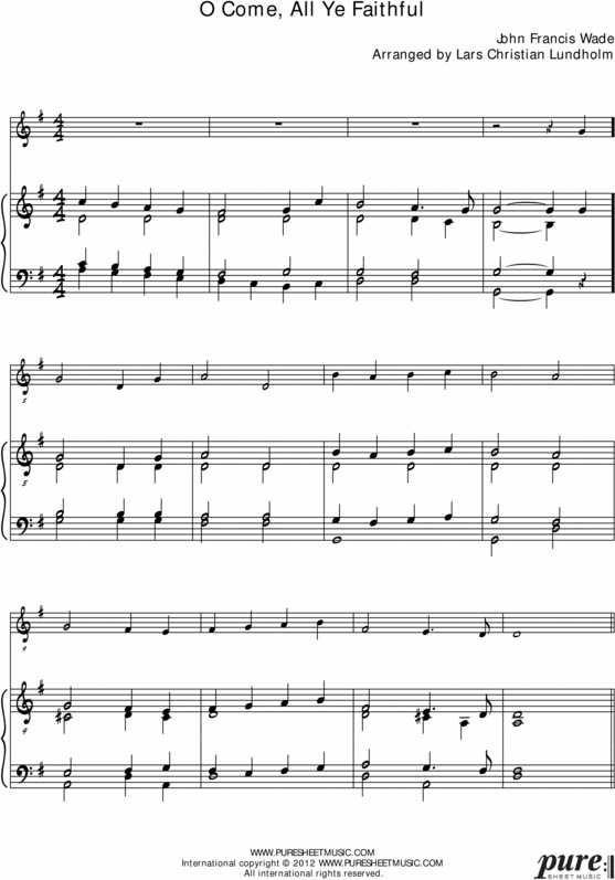 Product picture O Come All Ye Faithful Pure Sheet Music for Piano and Guitar, Arranged by Lars Christian Lundholm