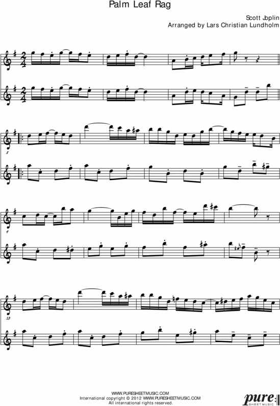 Product picture Palm Leaf Rag Pure Sheet Music Duet for Baritone Saxophone Duo, Arranged by Lars Christian Lundholm