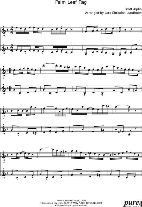 Product picture Palm Leaf Rag Pure Sheet Music Duet for Cello and Viola, Arranged by Lars Christian Lundholm