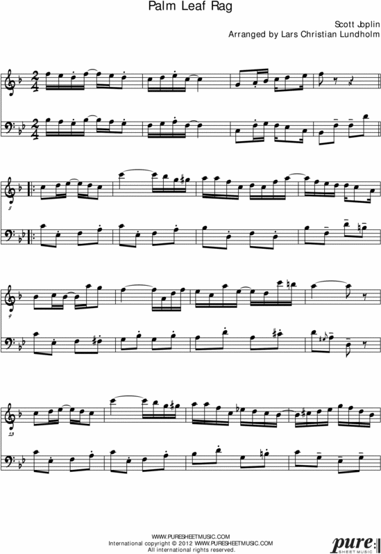 Product picture Palm Leaf Rag Pure Sheet Music Duet for English Horn and Double Bass, Arranged by Lars Christian Lundholm