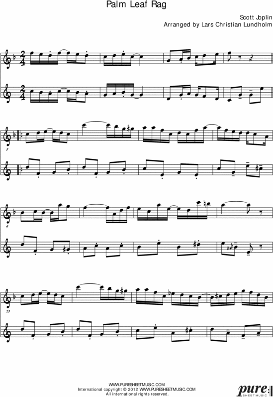 Product picture Palm Leaf Rag Pure Sheet Music Duet for F Instrument and Tenor Saxophone, Arranged by Lars Christian Lundholm