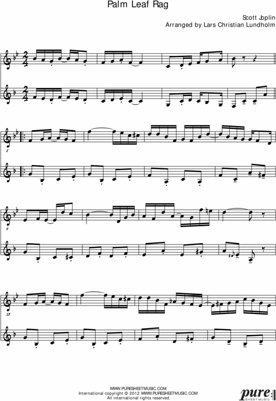 Product picture Palm Leaf Rag Pure Sheet Music Duet for Guitar and French Horn, Arranged by Lars Christian Lundholm