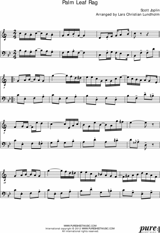 Product picture Palm Leaf Rag Pure Sheet Music Duet for Trumpet and Double Bass, Arranged by Lars Christian Lundholm