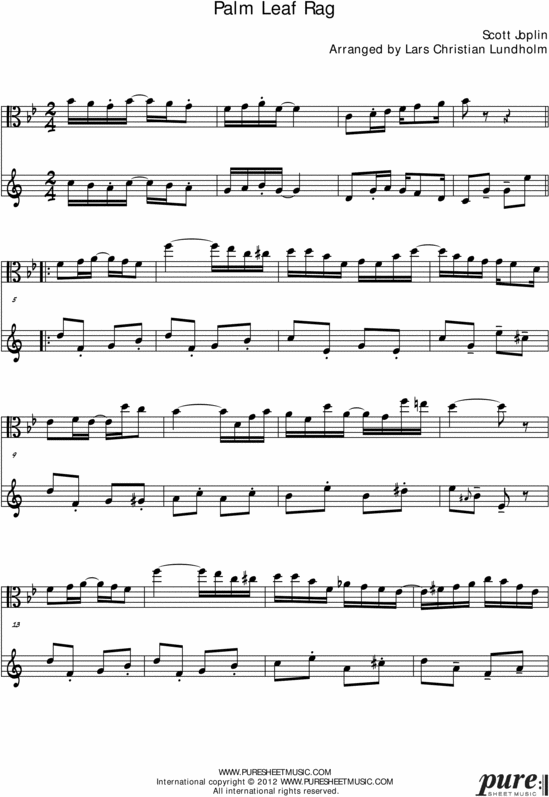 Product picture Palm Leaf Rag Pure Sheet Music Duet for Viola and Tenor Saxophone, Arranged by Lars Christian Lundholm