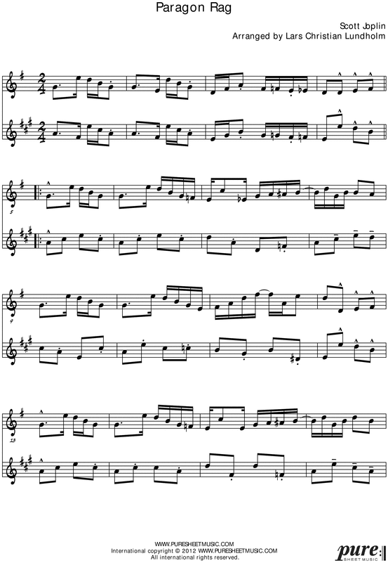 Product picture Paragon Rag Pure Sheet Music Duet for Accordion and Tenor Saxophone, Arranged by Lars Christian Lundholm