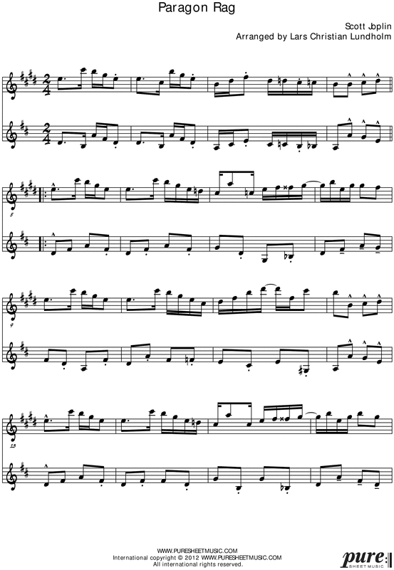 Product picture Paragon Rag Pure Sheet Music Duet for Alto Saxophone and French Horn, Arranged by Lars Christian Lundholm