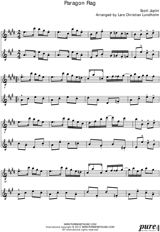 Product picture Paragon Rag Pure Sheet Music Duet for Alto Saxophone and Tenor Saxophone, Arranged by Lars Christian Lundholm