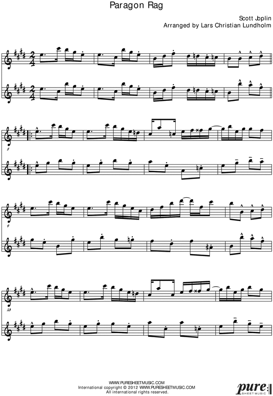 Product picture Paragon Rag Pure Sheet Music Duet for Baritone Saxophone and Eb Instrument, Arranged by Lars Christian Lundholm